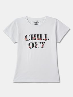 R&B - White Short Sleeve Crew Neck Girls T-Shirt