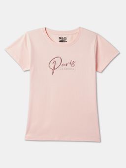 R&B - Pink Cotton Short Sleeve Crew Neck Girls T-Shirt
