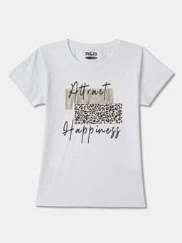 R&B - Ivory Cotton Short Sleeve Crew Neck Girls T-Shirt