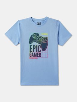 R&B - Blue Cotton Short Sleeve Crew Neck Boys T-Shirt