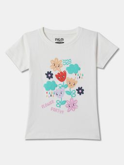 R&B - Ivory Cotton Short Sleeve Crew Neck Girls T-Shirt