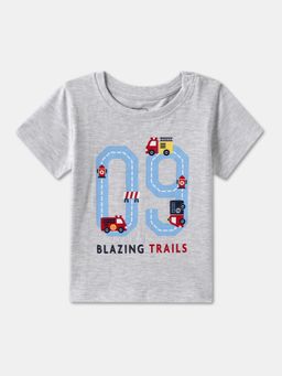 R&B - Grey Cotton Short Sleeve Crew Neck Boys T-Shirt