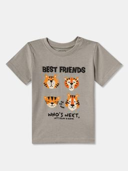 R&B - Grey Cotton Short Sleeve Crew Neck Boys T-Shirt