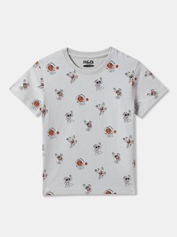 R&B - Grey Cotton Short Sleeve Crew Neck Boys T-Shirt