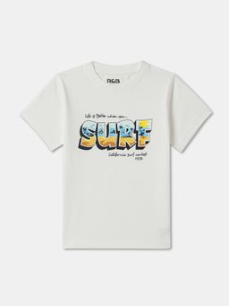 R&B - White Cotton Short Sleeve Crew Neck Boys T-Shirt