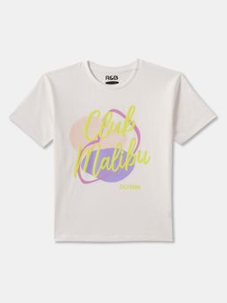 R&B - White Cotton Short Sleeve Crew Neck Girls T-Shirt
