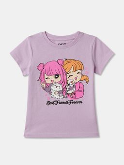 R&B - Lavender Cotton Short Sleeve Crew Neck Girls T-Shirt