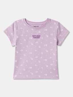 R&B - Purple Cotton Short Sleeve Crew Neck Girls T-Shirt