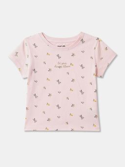 R&B - Pink Cotton Short Sleeve Crew Neck Girls T-Shirt