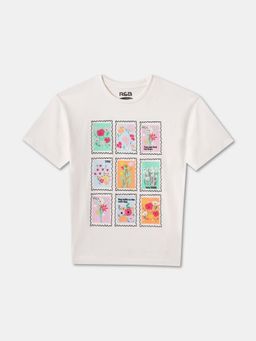 R&B - White Cotton Short Sleeve Crew Neck Girls T-Shirt