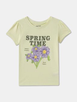 R&B - Green Cotton Short Sleeve Crew Neck Girls T-Shirt