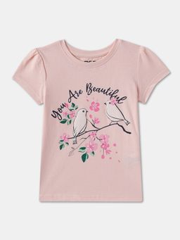 R&B - Pink Cotton Short Sleeve Crew Neck Girls T-Shirt