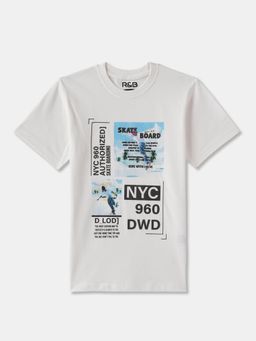 R&B - White Cotton Short Sleeve Crew Neck Boys T-Shirt