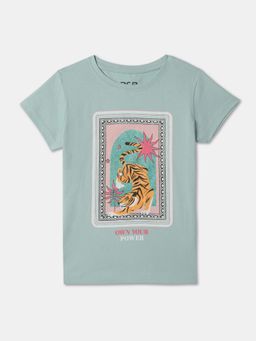 R&B - Blue Cotton Short Sleeve Crew Neck Girls T-Shirt