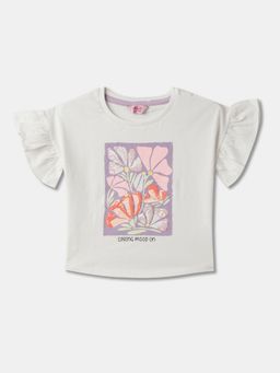 R&B - Ivory Cotton Short Sleeve Crew Neck Girls T-Shirt