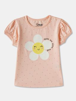 R&B - Pink Polka Dot Short Sleeve Crew Neck Girls T-Shirt