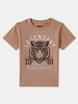 R&B - Brown Cotton Short Sleeve Crew Neck Boys T-Shirt