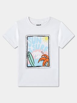 R&B - White Cotton Short Sleeve Crew Neck Boys T-Shirt