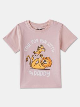 R&B - Pink Cotton Short Sleeve Crew Neck Boys T-Shirt