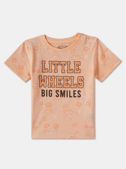 R&B - Peach Cotton Short Sleeve Crew Neck Boys T-Shirt