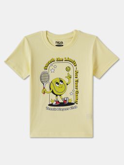 R&B - Yellow Cotton Short Sleeve Crew Neck Boys T-Shirt