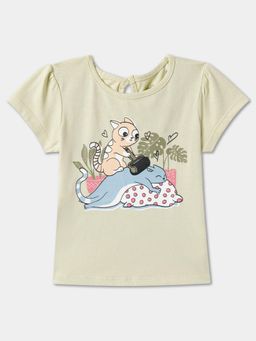 R&B - Green Cotton Short Sleeve Crew Neck Girls T-Shirt