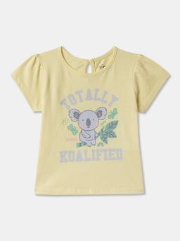 R&B - Yellow Cotton Short Sleeve Crew Neck Girls T-Shirt