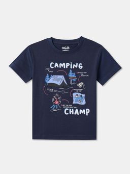 R&B - Navy Blue Cotton Short Sleeve Crew Neck Boys T-Shirt