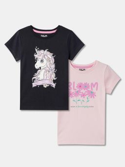 R&B - Cotton Short Sleeve Crew Neck Girls T-Shirt (Pack Of 2)