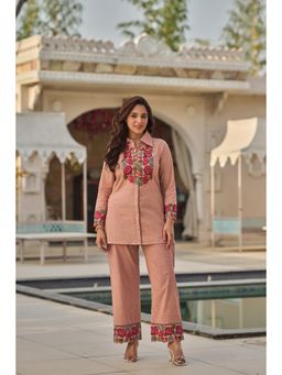WOOMN - Royal Bloom Embroidered Pink Co-Ord Set