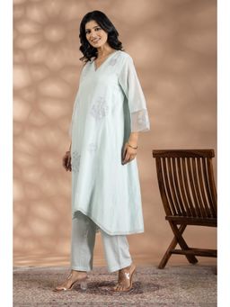 HAAVI BY PURAB - Womens Embroidered Blue Kurta