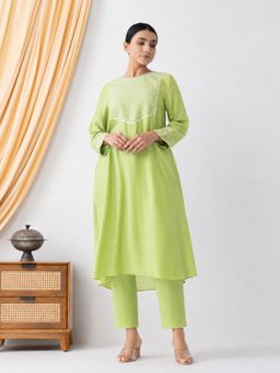 HAAVI BY PURAB - Green Ezaz Kurta