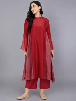 HAAVI BY PURAB - Red Aish Chanderi Kurta