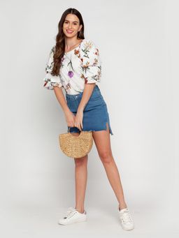 Zink London - Women's White Floral Top