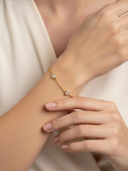 Carlton London - Gold Plated Cz Link Bracelet