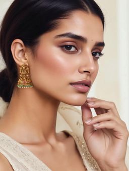 Curio Cottage - Intricate Temple Laxmi Jhumki Earrings