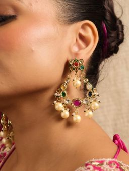 Curio Cottage - Navaratnam Swing Chand Bali Earrings