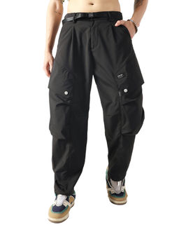 MONOTONE - Black Cotton Solid Straight Trouser