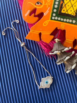 Digital Dress Room - Silver Mother of Pearl Evil Eye Bracelet