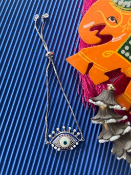 Digital Dress Room - Silver Ad Multi Color Evil Eye Bracelet