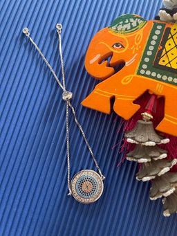 Digital Dress Room - Silver Plated Round Ad Charm Bracelet