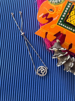 Digital Dress Room - Om Silver Plated Ad Charm Bracelet