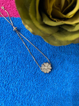 Digital Dress Room - Silver Plated Ad Flower Charm Bracelet