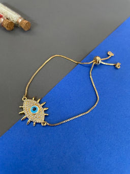 Digital Dress Room - Gold Plated Evil Eye Charm Bracelet