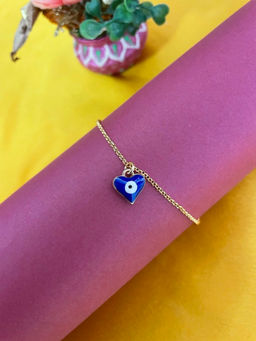 Digital Dress Room - Gold Plated Blue Heart Evil Eye Bracelet