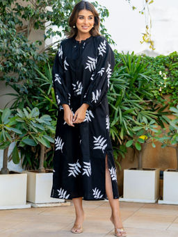 HOUSE OF JAMOTI - Black Olive Embroidered Dress