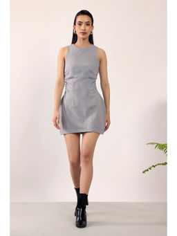 Virgio - Women Grey Polyester Solid Round Neck Dress