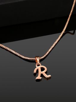 Estele - Valentine Gift - Rose Gold Plated Initial R Letter Pendant for Women