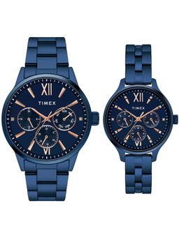 Timex - Trendline Round 21mm Blue Dial Analog Pair Watch - TW00PR313