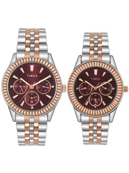 Timex - Unisex Burgundy Round Dial Analog Watches - TW0PRE003 (M)